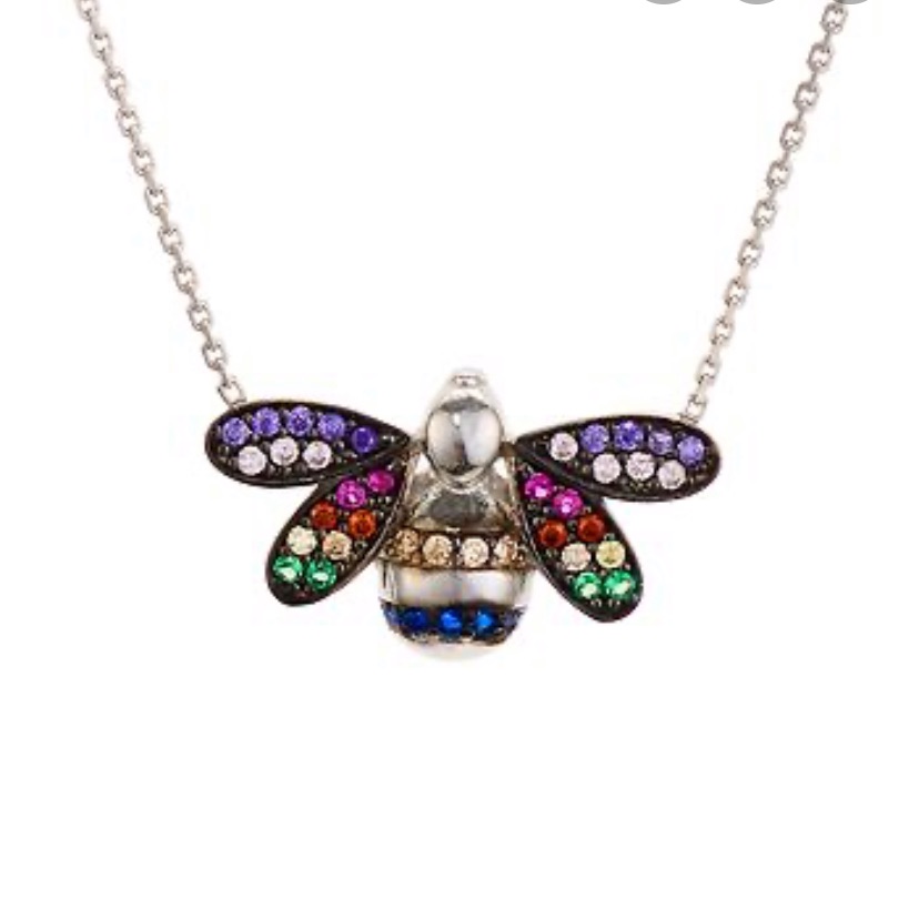 Aqua Silver With Gold Plated Multicolor Bee Necklace 44$